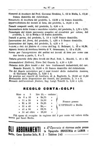 L'operaio rivista d'istruzione tecnica popolare