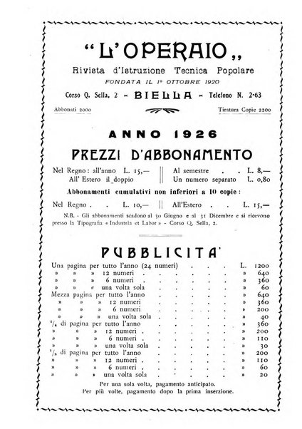 L'operaio rivista d'istruzione tecnica popolare