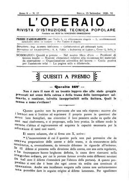 L'operaio rivista d'istruzione tecnica popolare