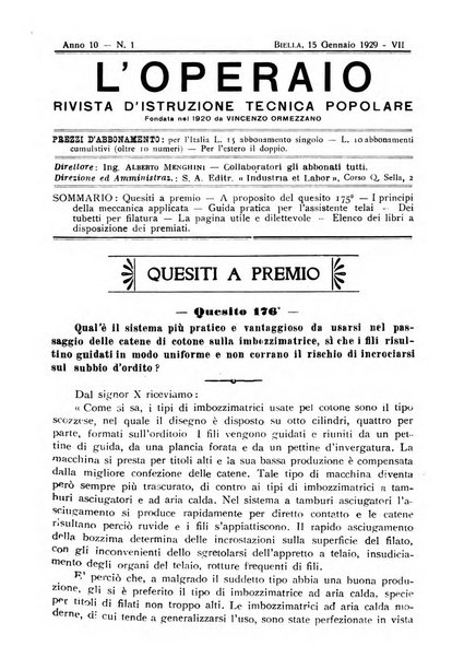 L'operaio rivista d'istruzione tecnica popolare