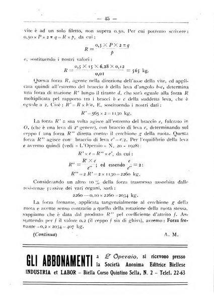 L'operaio rivista d'istruzione tecnica popolare