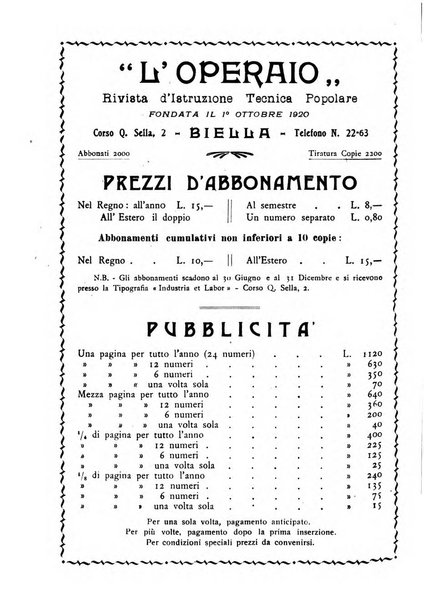 L'operaio rivista d'istruzione tecnica popolare