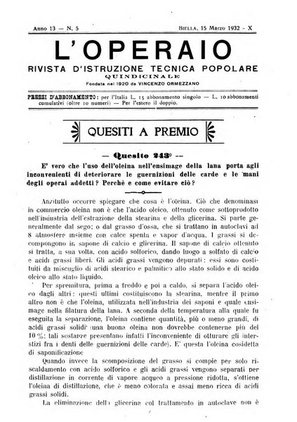 L'operaio rivista d'istruzione tecnica popolare