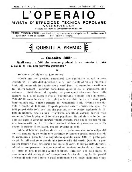 L'operaio rivista d'istruzione tecnica popolare