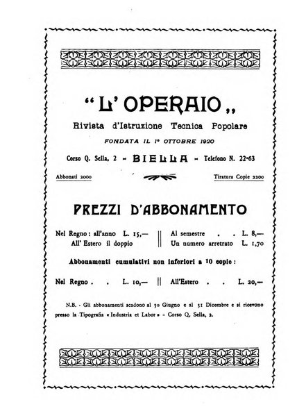 L'operaio rivista d'istruzione tecnica popolare