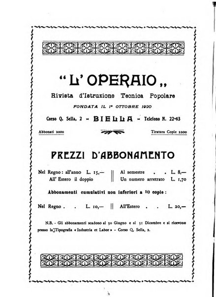 L'operaio rivista d'istruzione tecnica popolare