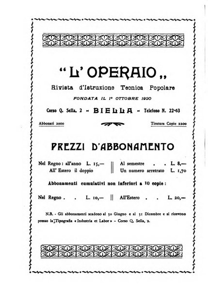 L'operaio rivista d'istruzione tecnica popolare