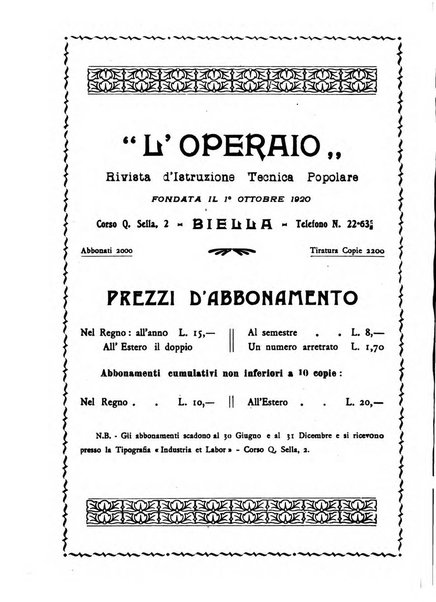 L'operaio rivista d'istruzione tecnica popolare