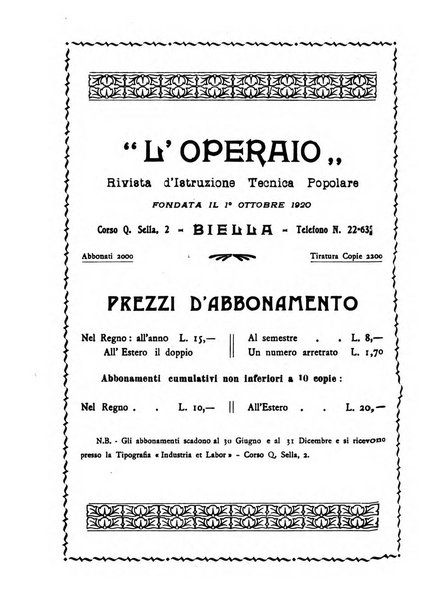 L'operaio rivista d'istruzione tecnica popolare