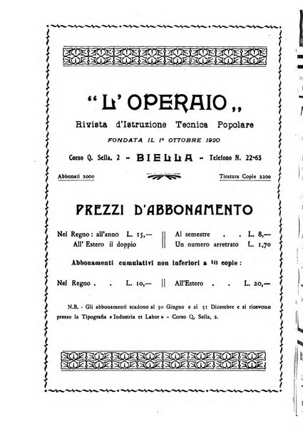 L'operaio rivista d'istruzione tecnica popolare