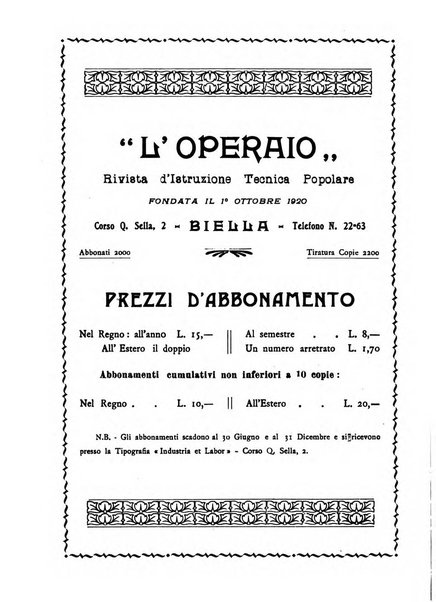 L'operaio rivista d'istruzione tecnica popolare