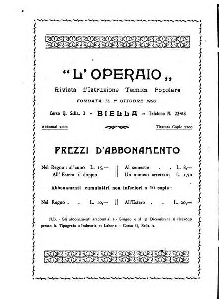 L'operaio rivista d'istruzione tecnica popolare