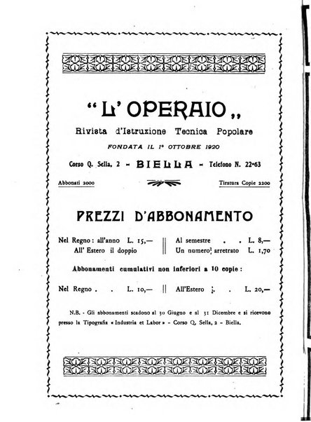 L'operaio rivista d'istruzione tecnica popolare