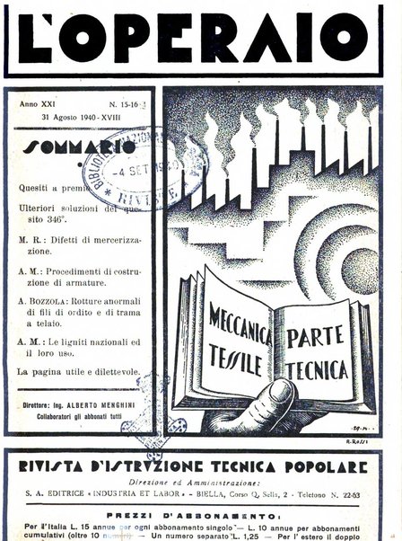 L'operaio rivista d'istruzione tecnica popolare