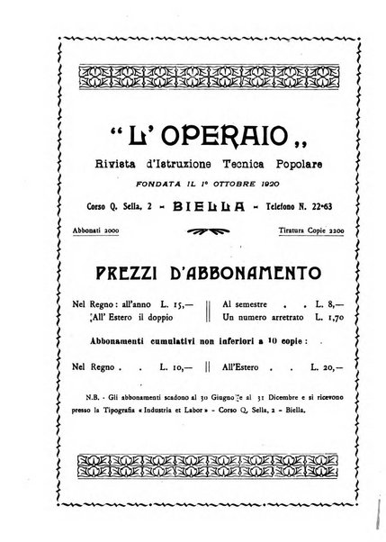 L'operaio rivista d'istruzione tecnica popolare