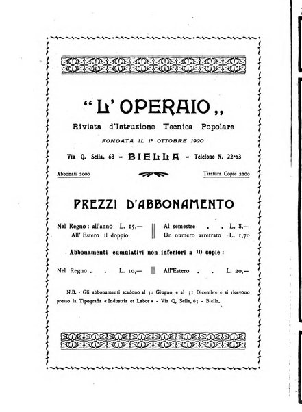 L'operaio rivista d'istruzione tecnica popolare