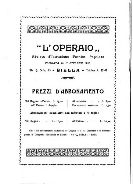 L'operaio rivista d'istruzione tecnica popolare