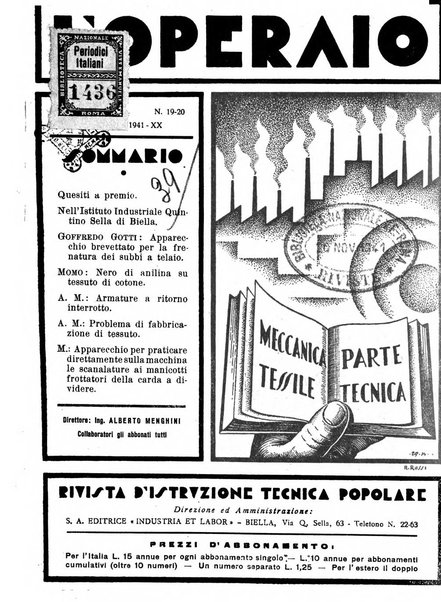 L'operaio rivista d'istruzione tecnica popolare