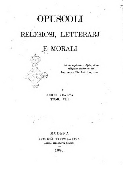 Opuscoli religiosi, letterarj e morali