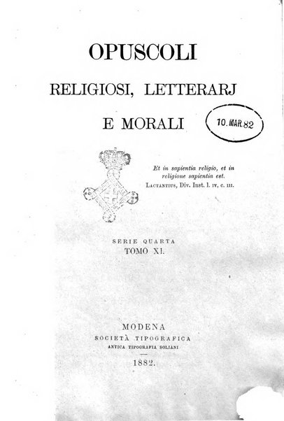 Opuscoli religiosi, letterarj e morali