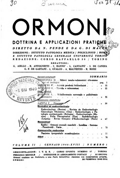 Ormoni dottrina e applicazioni pratiche pubblicate da Nicola Pende e Gennaro Di Macco