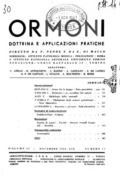 Ormoni dottrina e applicazioni pratiche pubblicate da Nicola Pende e Gennaro Di Macco