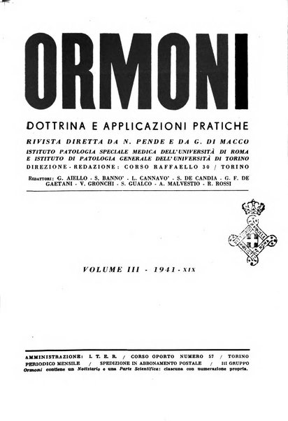 Ormoni dottrina e applicazioni pratiche pubblicate da Nicola Pende e Gennaro Di Macco