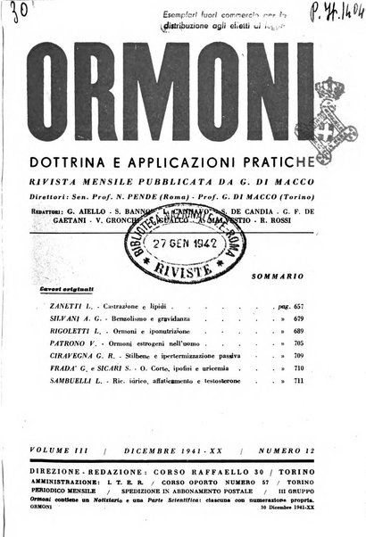 Ormoni dottrina e applicazioni pratiche pubblicate da Nicola Pende e Gennaro Di Macco