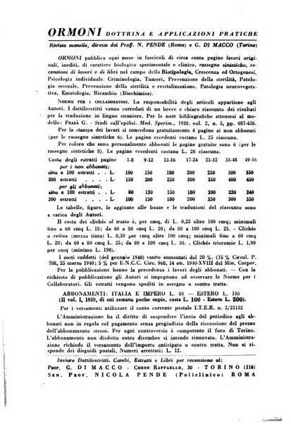 Ormoni dottrina e applicazioni pratiche pubblicate da Nicola Pende e Gennaro Di Macco