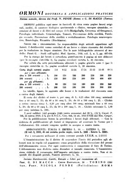 Ormoni dottrina e applicazioni pratiche pubblicate da Nicola Pende e Gennaro Di Macco