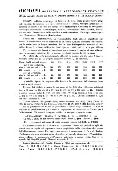 Ormoni dottrina e applicazioni pratiche pubblicate da Nicola Pende e Gennaro Di Macco