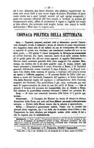 L'osservatore scolastico Giornale d'istruzione e d'educazione premiato all'Esposizione Didattica di Torino (1869)