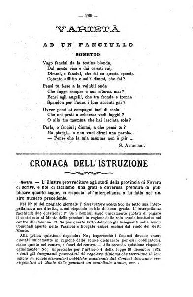 L'osservatore scolastico Giornale d'istruzione e d'educazione premiato all'Esposizione Didattica di Torino (1869)