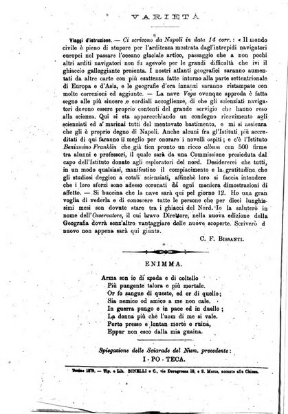 L'osservatore scolastico Giornale d'istruzione e d'educazione premiato all'Esposizione Didattica di Torino (1869)