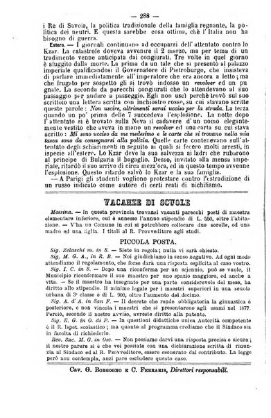 L'osservatore scolastico Giornale d'istruzione e d'educazione premiato all'Esposizione Didattica di Torino (1869)