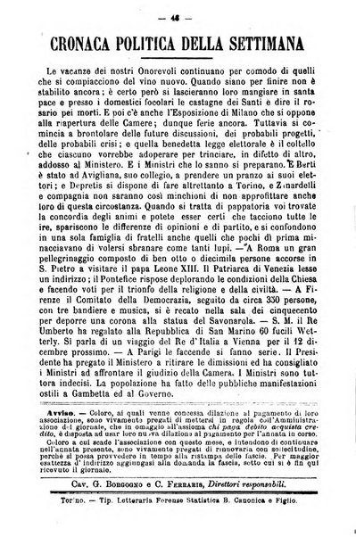 L'osservatore scolastico Giornale d'istruzione e d'educazione premiato all'Esposizione Didattica di Torino (1869)