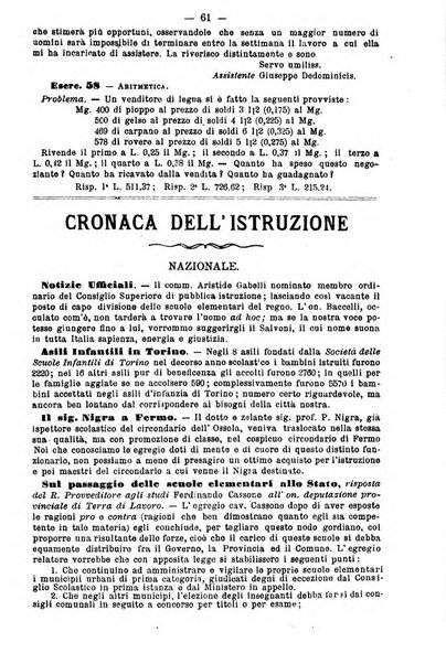 L'osservatore scolastico Giornale d'istruzione e d'educazione premiato all'Esposizione Didattica di Torino (1869)