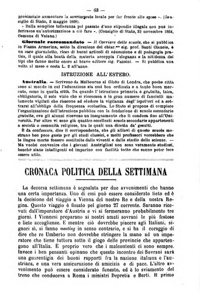 L'osservatore scolastico Giornale d'istruzione e d'educazione premiato all'Esposizione Didattica di Torino (1869)