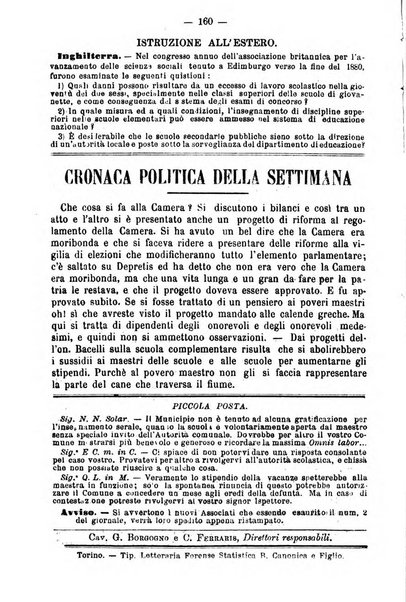 L'osservatore scolastico Giornale d'istruzione e d'educazione premiato all'Esposizione Didattica di Torino (1869)