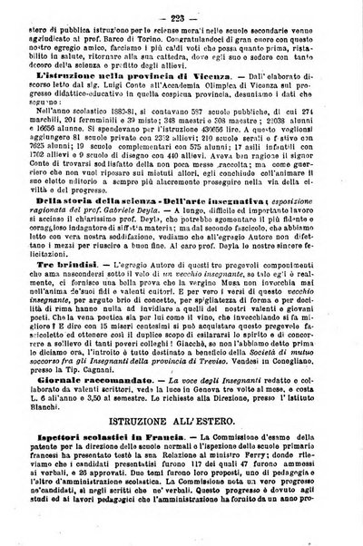 L'osservatore scolastico Giornale d'istruzione e d'educazione premiato all'Esposizione Didattica di Torino (1869)