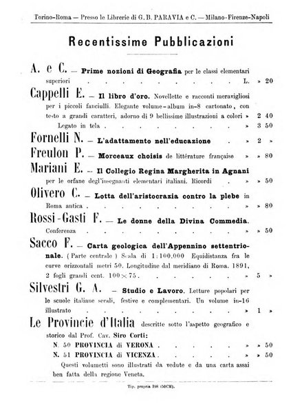 L'osservatore scolastico Giornale d'istruzione e d'educazione premiato all'Esposizione Didattica di Torino (1869)