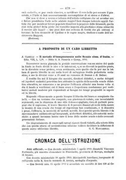 L'osservatore scolastico Giornale d'istruzione e d'educazione premiato all'Esposizione Didattica di Torino (1869)