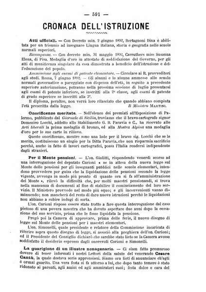 L'osservatore scolastico Giornale d'istruzione e d'educazione premiato all'Esposizione Didattica di Torino (1869)