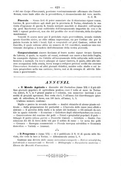 L'osservatore scolastico Giornale d'istruzione e d'educazione premiato all'Esposizione Didattica di Torino (1869)