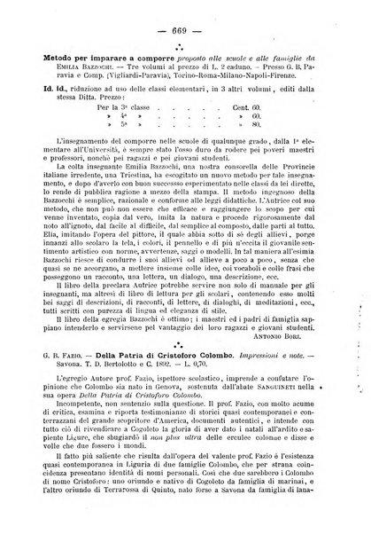 L'osservatore scolastico Giornale d'istruzione e d'educazione premiato all'Esposizione Didattica di Torino (1869)