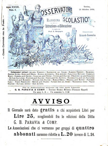 L'osservatore scolastico Giornale d'istruzione e d'educazione premiato all'Esposizione Didattica di Torino (1869)