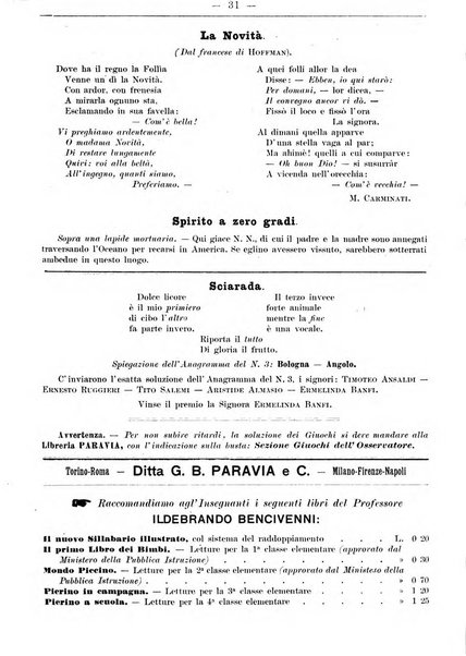 L'osservatore scolastico Giornale d'istruzione e d'educazione premiato all'Esposizione Didattica di Torino (1869)