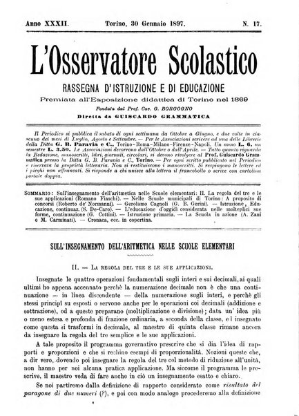 L'osservatore scolastico Giornale d'istruzione e d'educazione premiato all'Esposizione Didattica di Torino (1869)