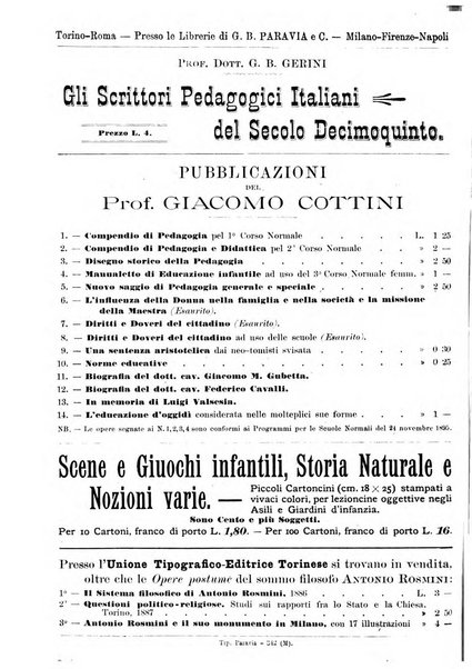 L'osservatore scolastico Giornale d'istruzione e d'educazione premiato all'Esposizione Didattica di Torino (1869)