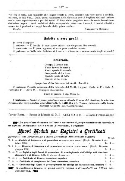 L'osservatore scolastico Giornale d'istruzione e d'educazione premiato all'Esposizione Didattica di Torino (1869)